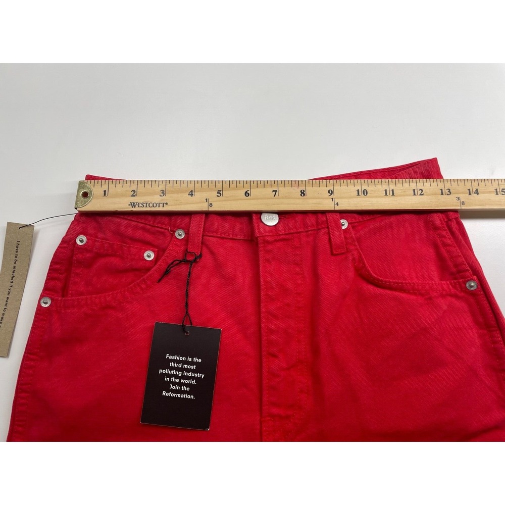 Reformation Pants Womens 26 Red Wide Leg New Cropped Cherry - Picture 8 of 12